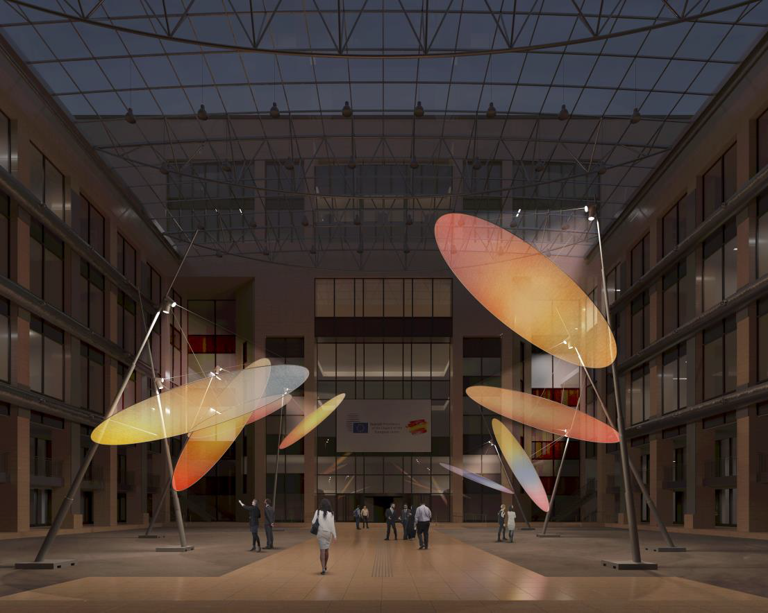 Un proyecto artístico de inspiración solar decorará los edificios del Consejo durante la Presidencia Española del Consejo de la 