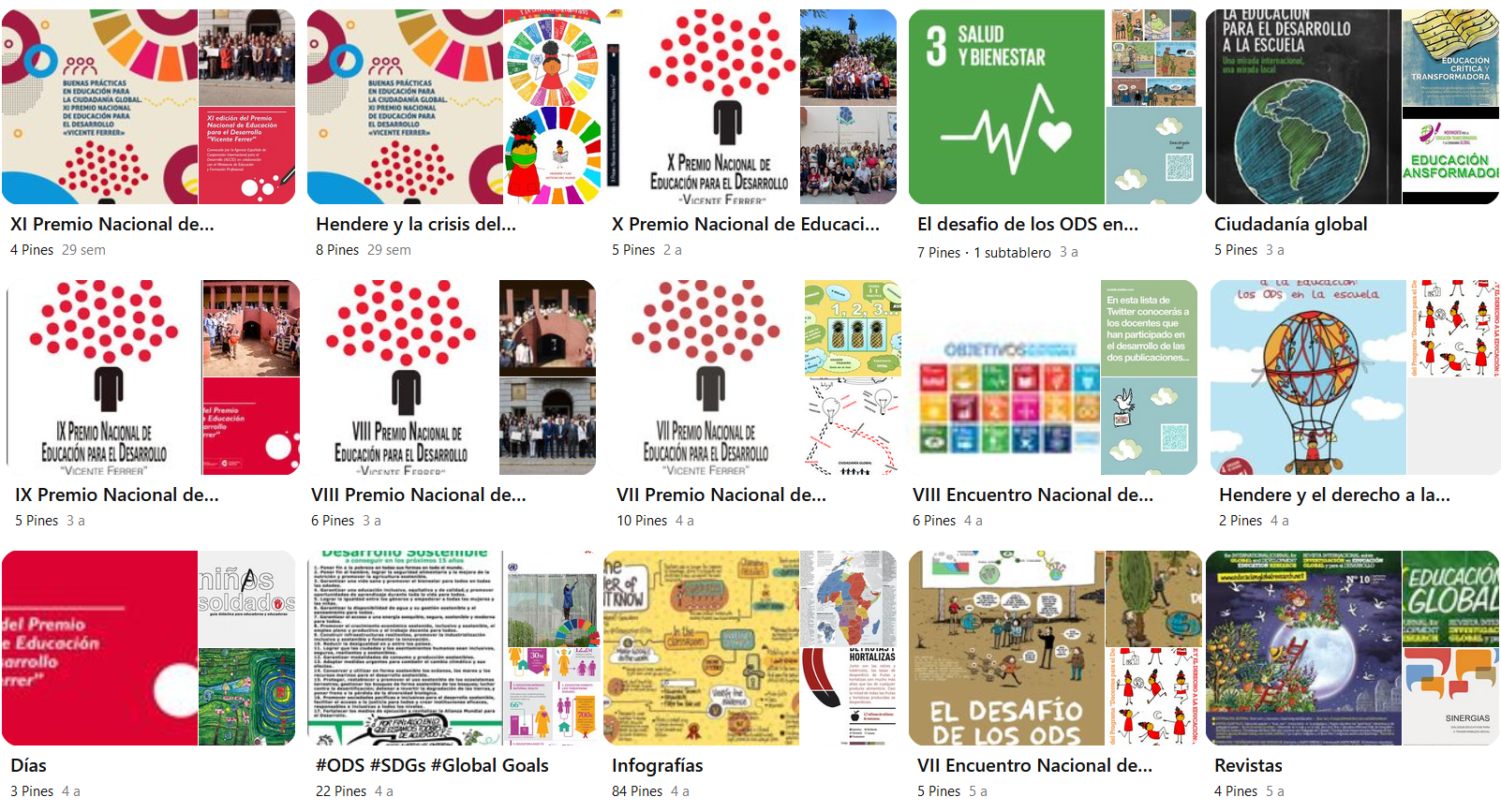 Foto captura de pantalla de las publicaciones @edudesarrollo Pinterest de Docentes para el Desarrollo