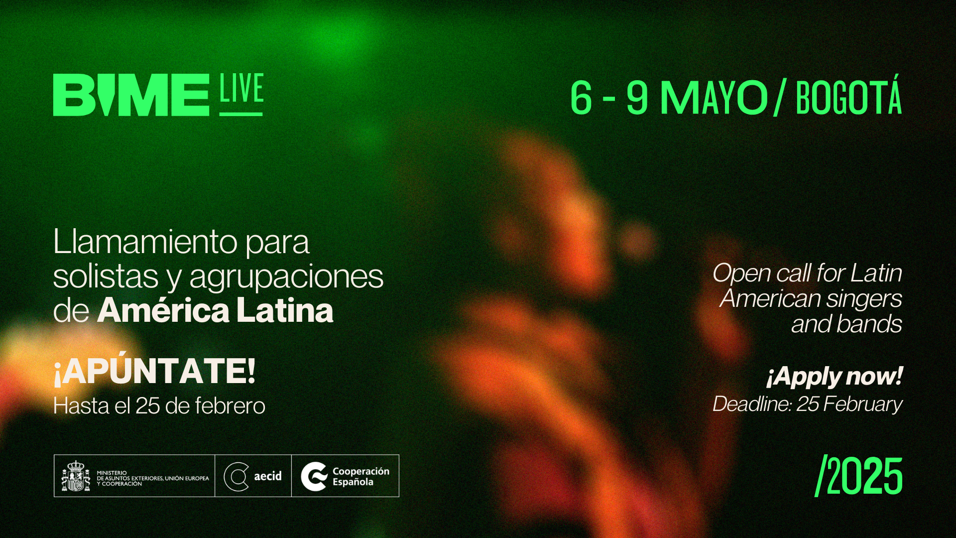 BIME Live x AECID llamamiento a artistas de Amrica Latina para actuar en BIME Bogot
