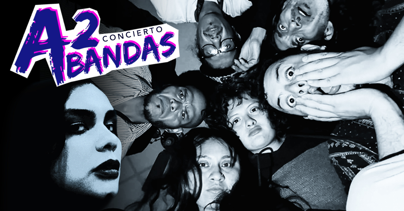 Afiche del concierto A2Bandas con fotografías del grupo Lxs Bastardxs y de la cantante Kari Cast
