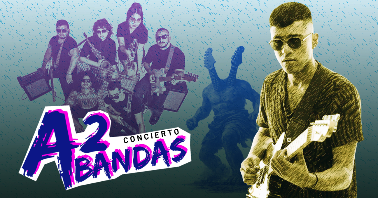 Un afiche con las fotografías del músico Dennis Mena y la banda Mr. Martens Sound, además del texto A2Bandas Concierto
