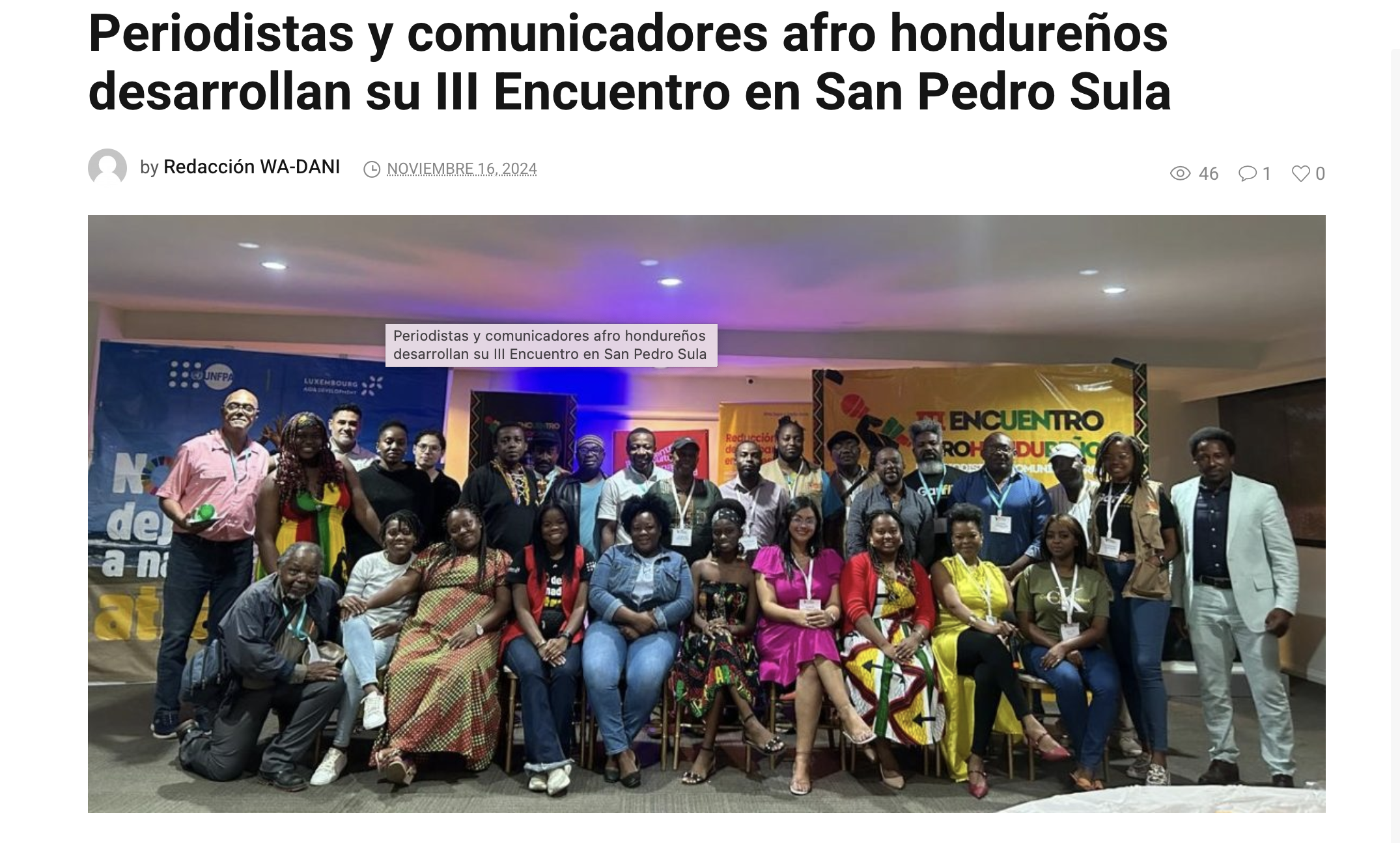 El CCET apoya el III Encuentro de periodistas y comunicadores afro hondureos
