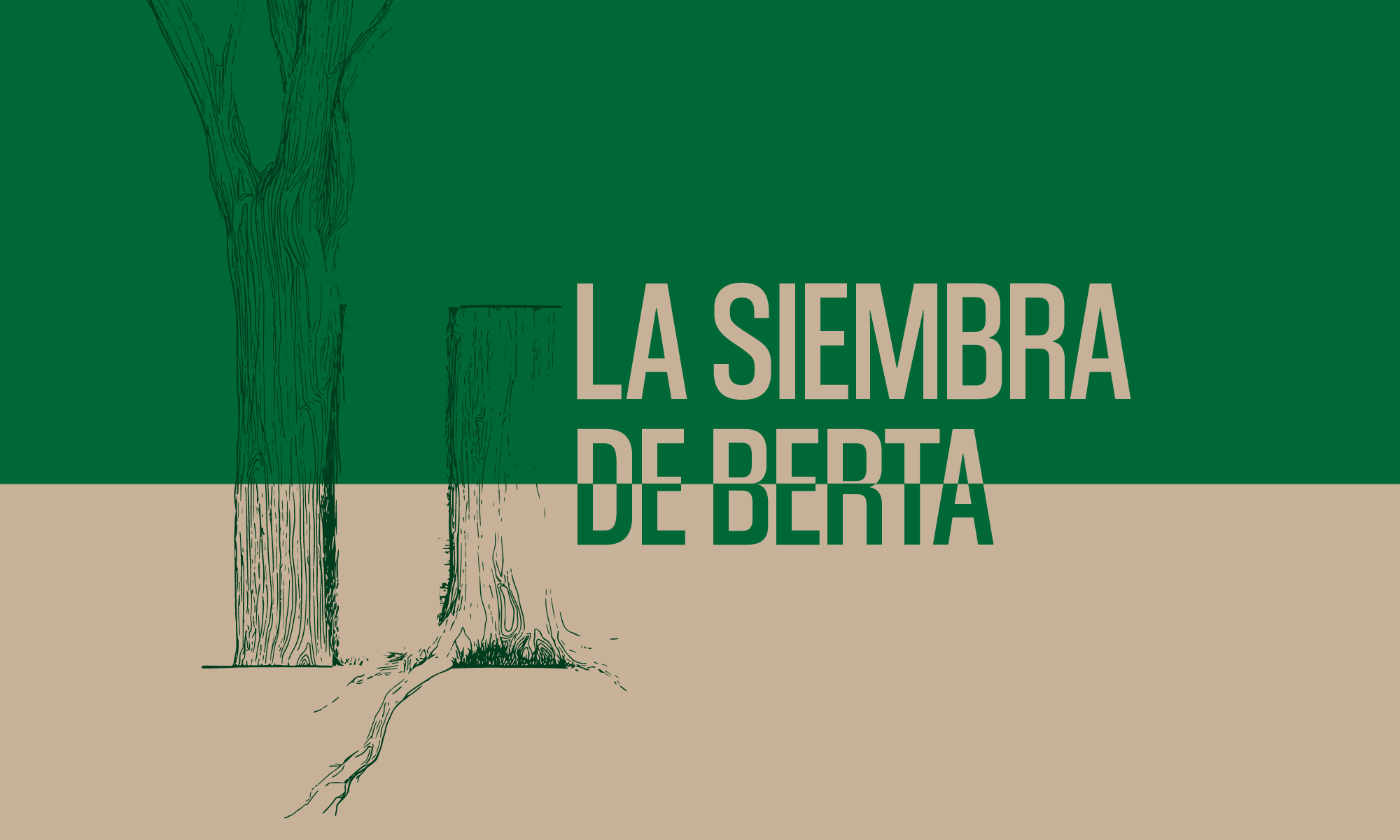 Un tronco de un arbol en la parte superior izquiera de la imagen, en el lado derecho el título de la entrada