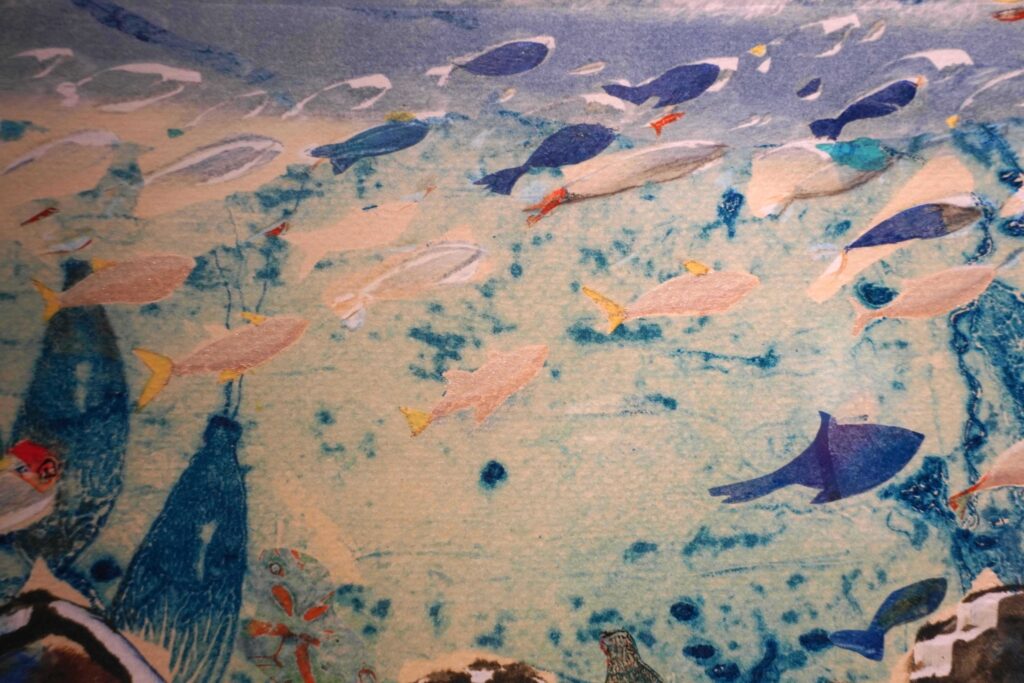 Detalle de cuadro con peces