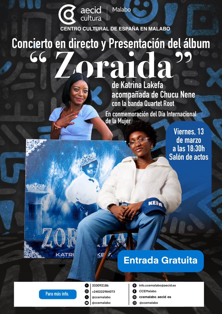 Presentación de álbum “ Zoraida” de Katrina la Kefa. Concierto en directo con Katrina la Kefa acompañada de Chucu Nene