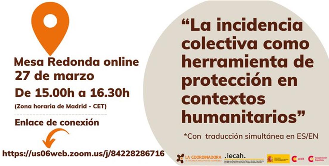 Mesa redonda online: ‘La incidencia colectiva como herramienta de protección en contextos humanitarios’